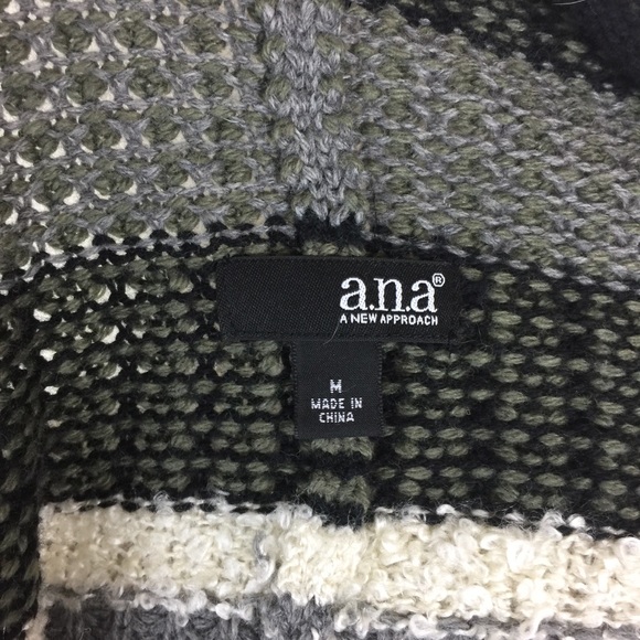 A.N.A Chunky Shawl Collar Sweater Striped Cardigan Vest MED - Picture 8 of 9